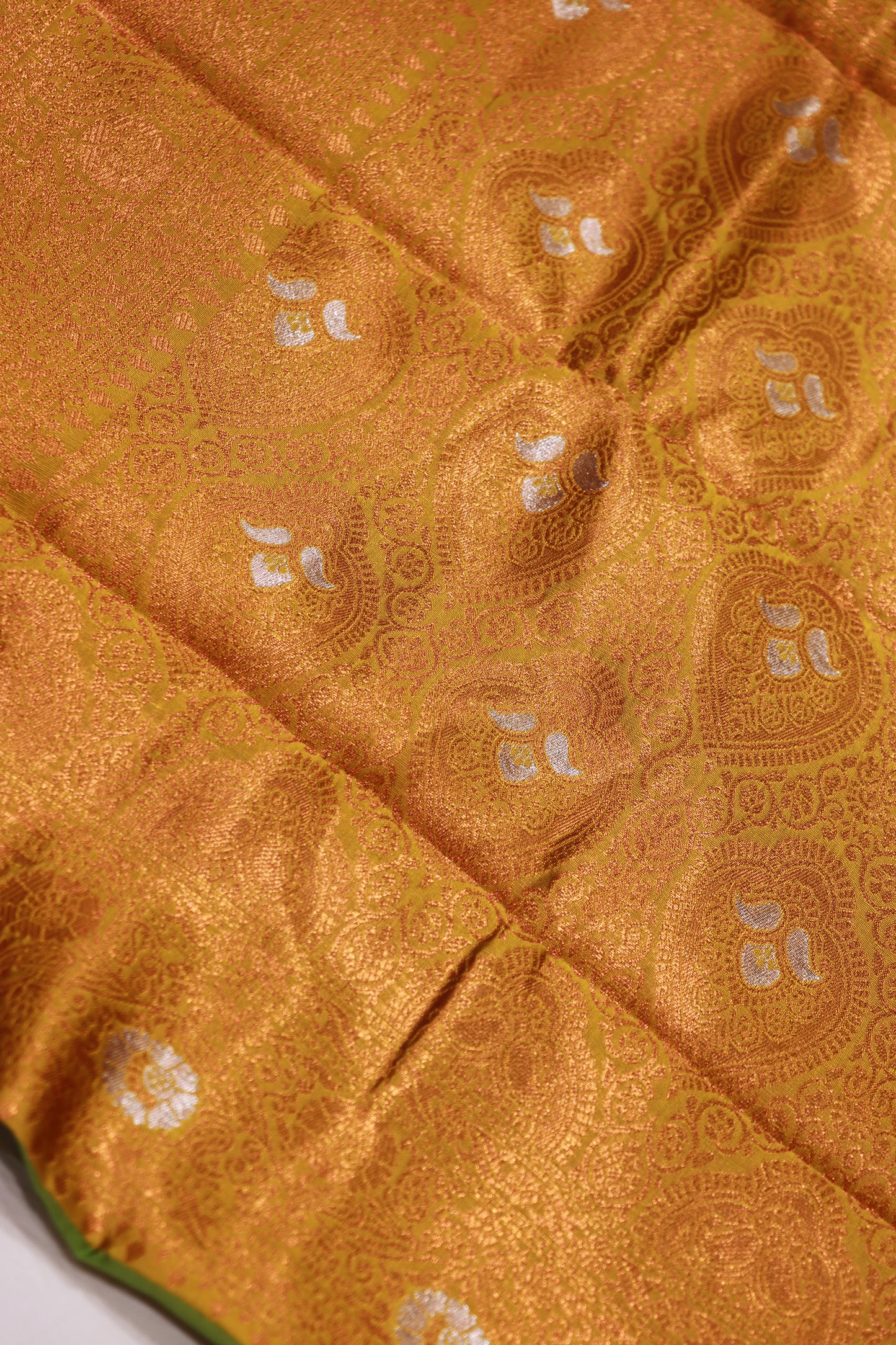 Green with Gold Semi silk