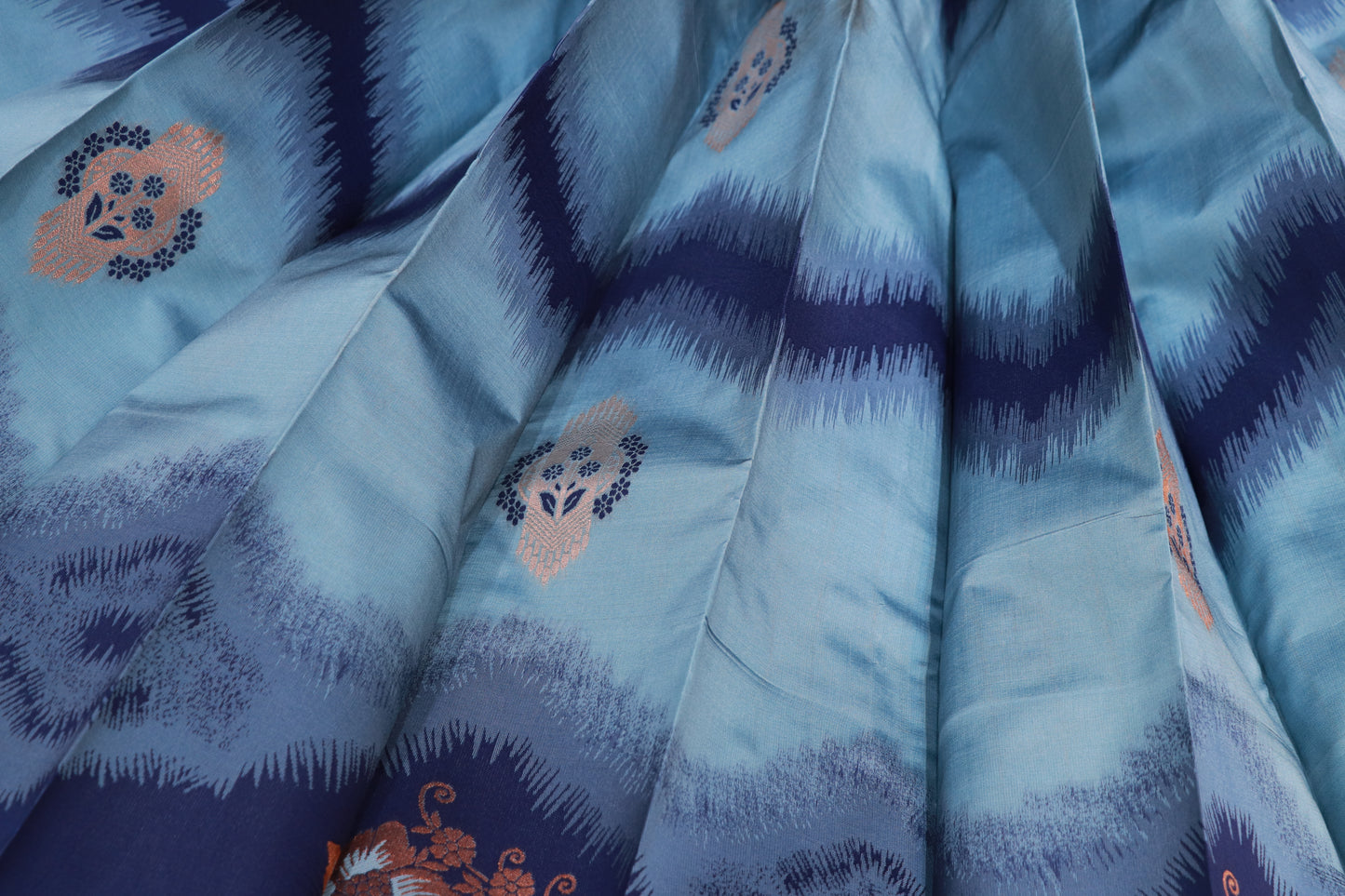 Semi Silk sky Blue With Dark Blue Saree