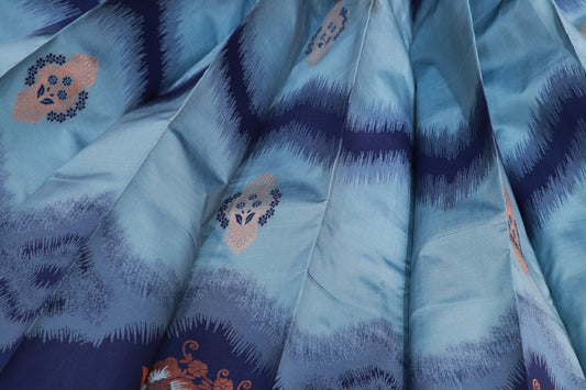 Semi Silk sky Blue With Dark Blue Saree