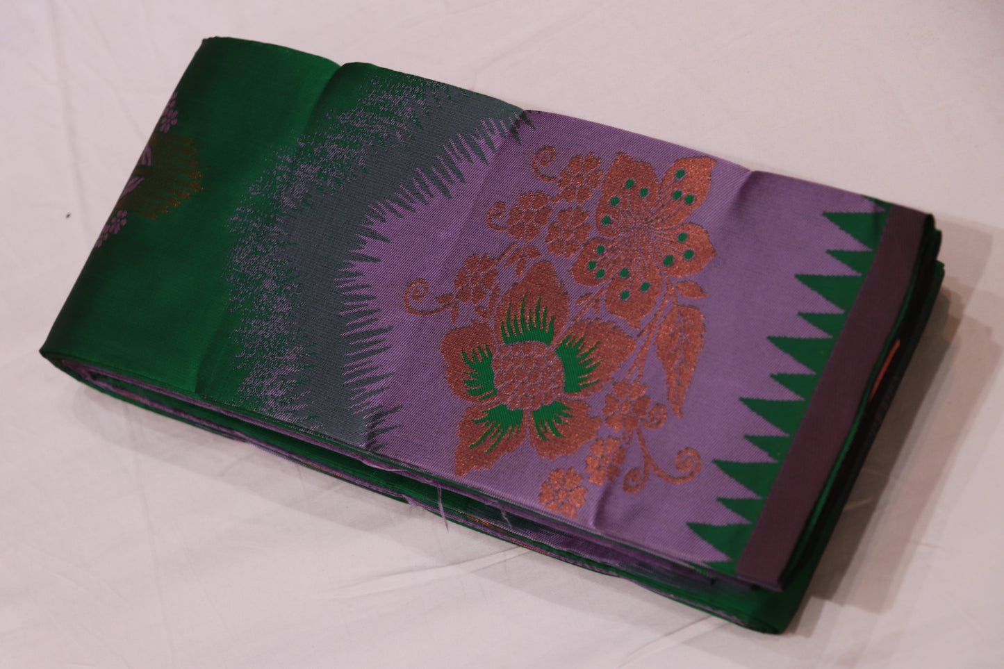 Semi Silk vailet with   green saree