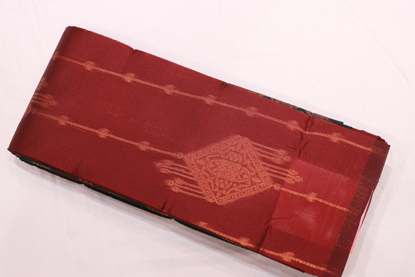 Semi silk brown with green saree