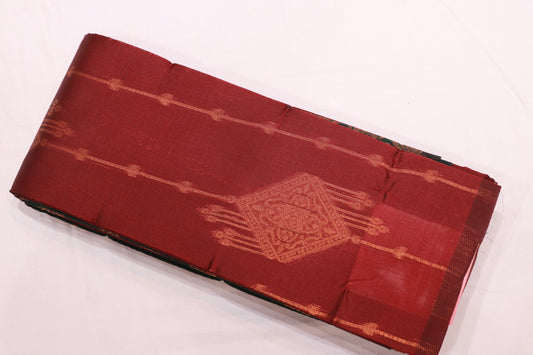 Semi silk brown with green saree