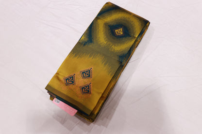 Semi  Silk Saree Mustard yellow With Ramar Green