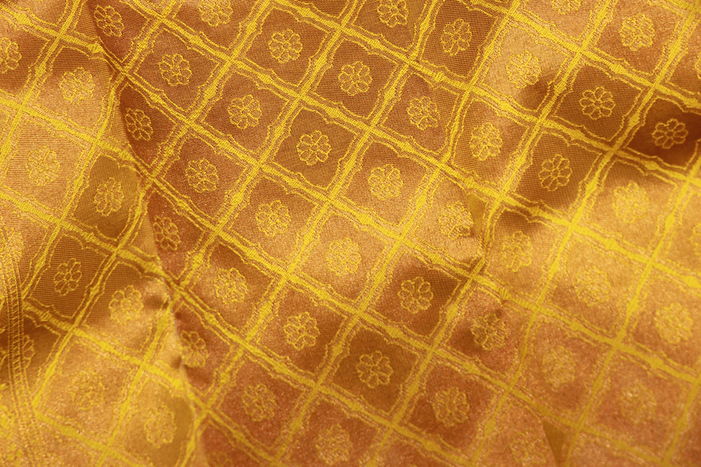 Semi  Silk Saree Mustard yellow With Ramar Green