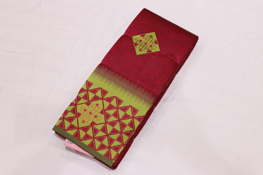 Semi Silk Saree  Pink With Light Green