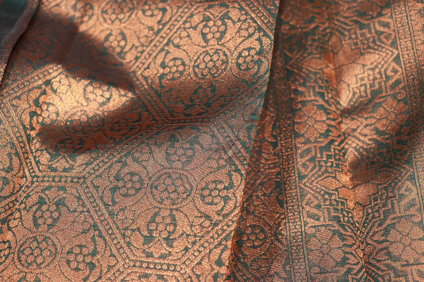 Semi Silk Saree Mustard with Bottle Green