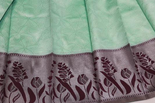 Semi Silk Saree Ice Blue With Viollet