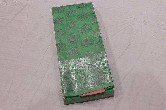 Semi Silk Saree  Light Green With  Silver - Vaishali Silks