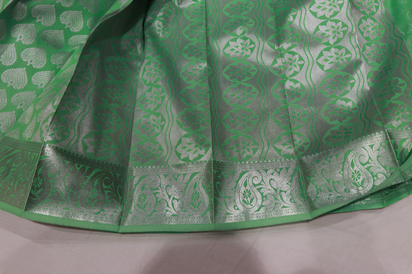 Semi Silk Saree  Light Green With  Silver - Vaishali Silks
