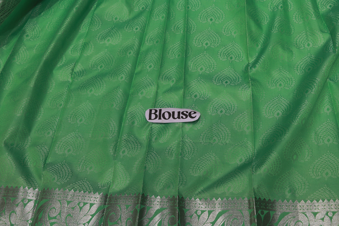 Semi Silk Saree  Light Green With  Silver - Vaishali Silks