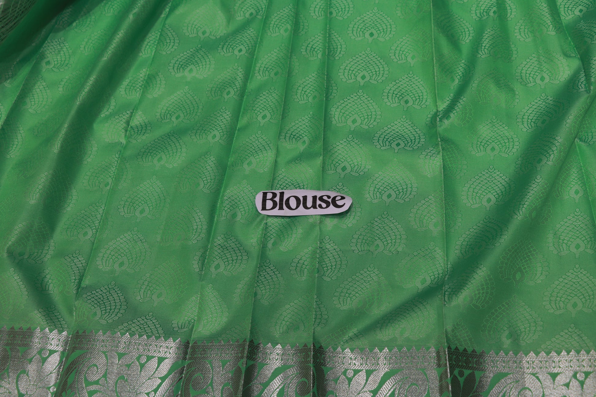 Semi Silk Saree  Light Green With  Silver - Vaishali Silks