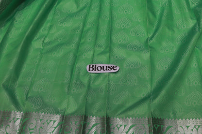 Semi Silk Saree  Light Green With  Silver - Vaishali Silks