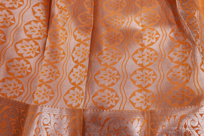 Semi Silk  Light Orange  With Silver - Vaishali Silks