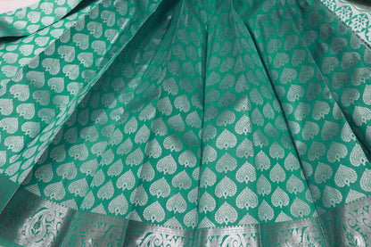 Semi  Silk Ramar Blue  With Silver - Vaishali Silks