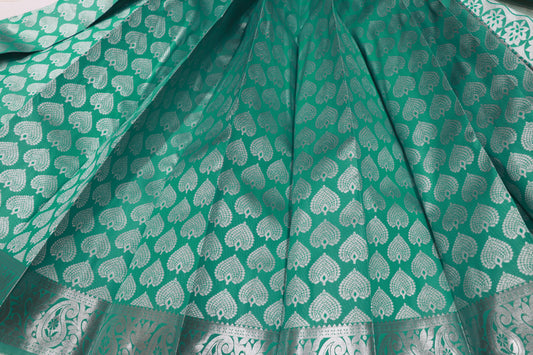 Semi  Silk Ramar Blue  With Silver - Vaishali Silks