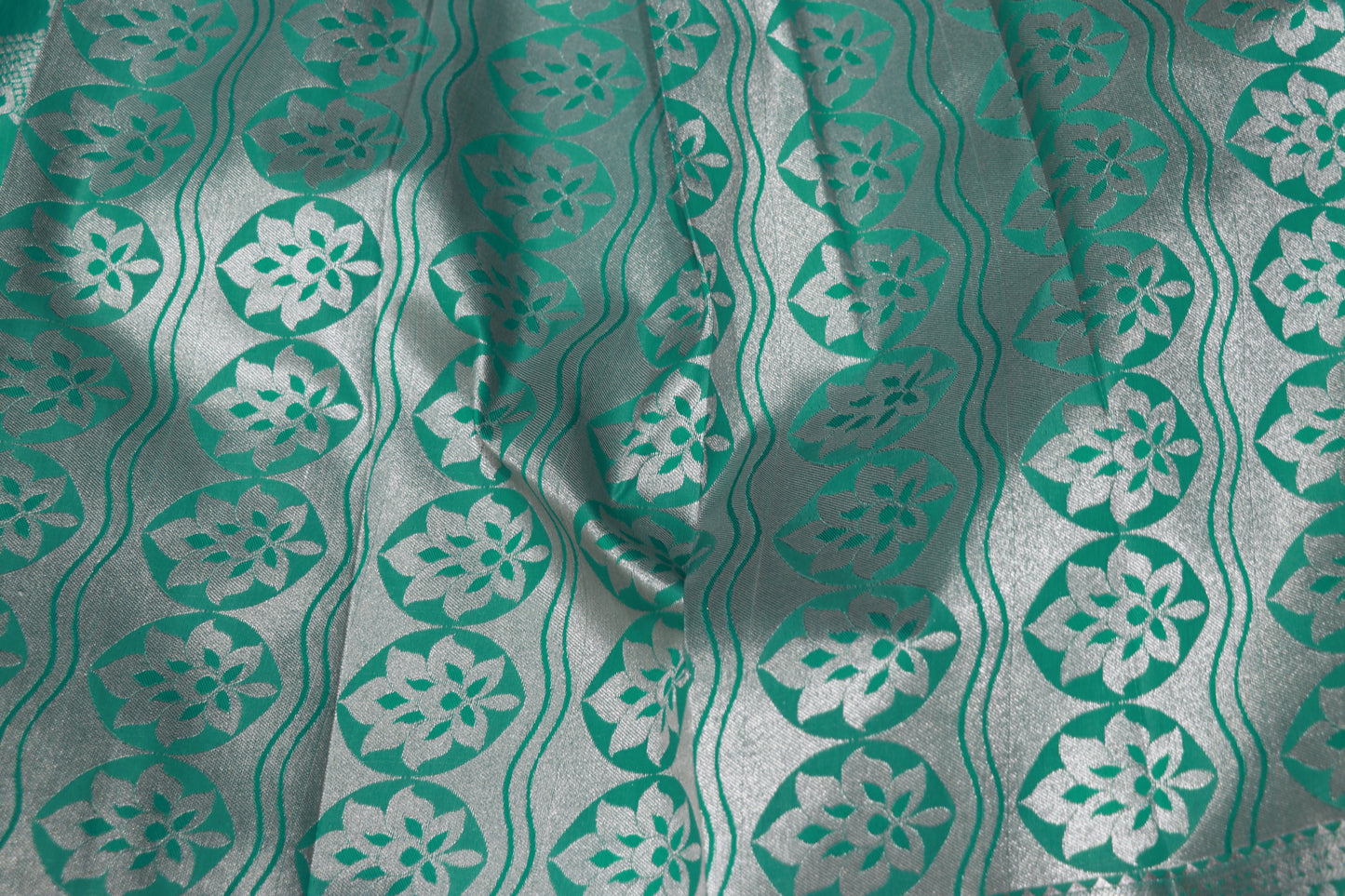 Semi  Silk Ramar Blue  With Silver - Vaishali Silks