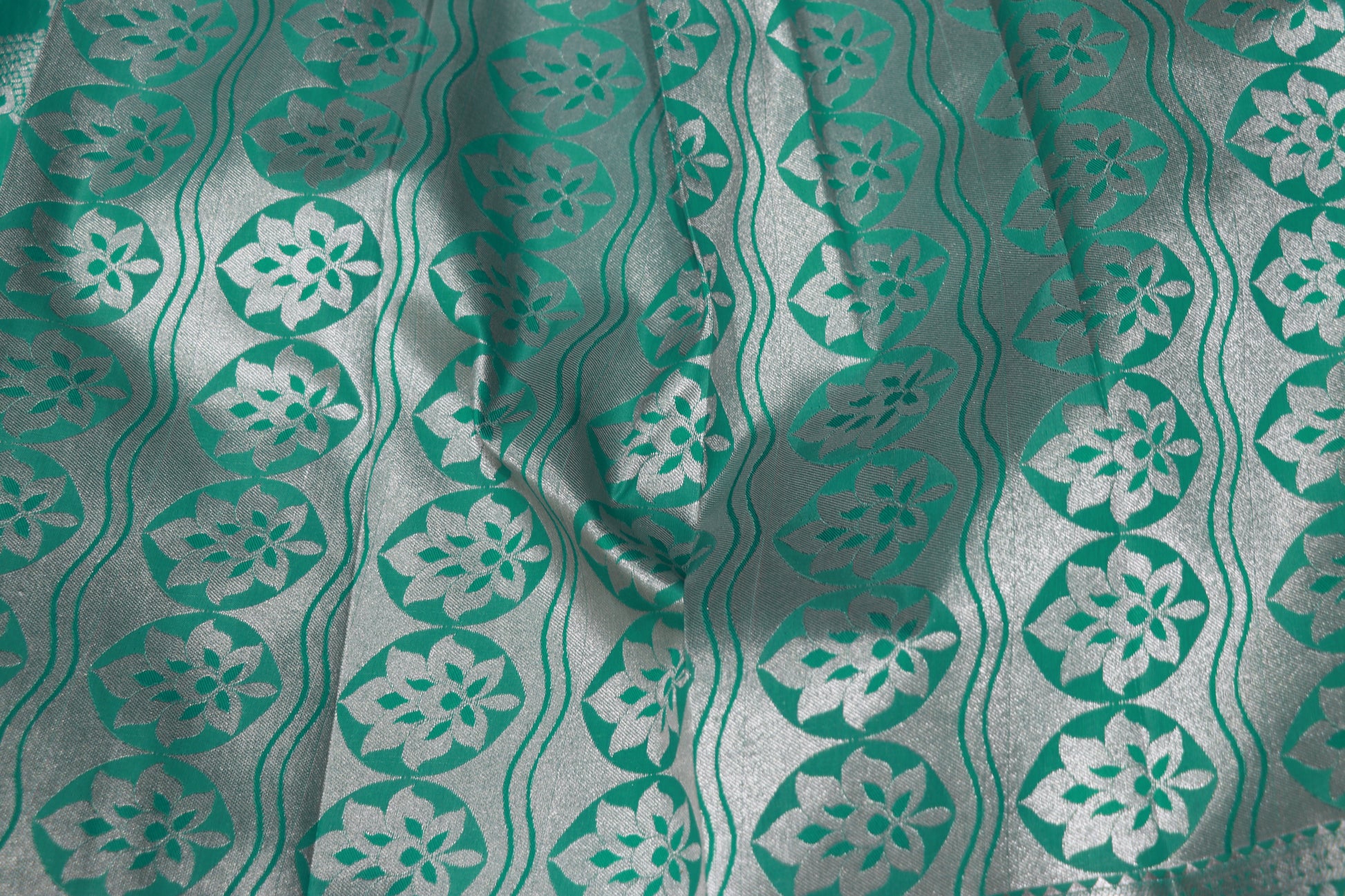 Semi  Silk Ramar Blue  With Silver - Vaishali Silks