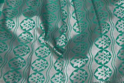 Semi  Silk Ramar Blue  With Silver - Vaishali Silks