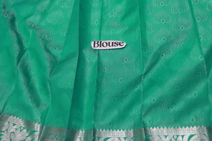 Semi  Silk Ramar Blue  With Silver - Vaishali Silks
