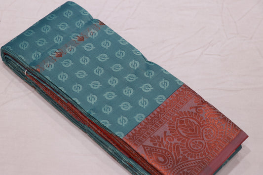 Semi  Silk Light Blue With Voilet