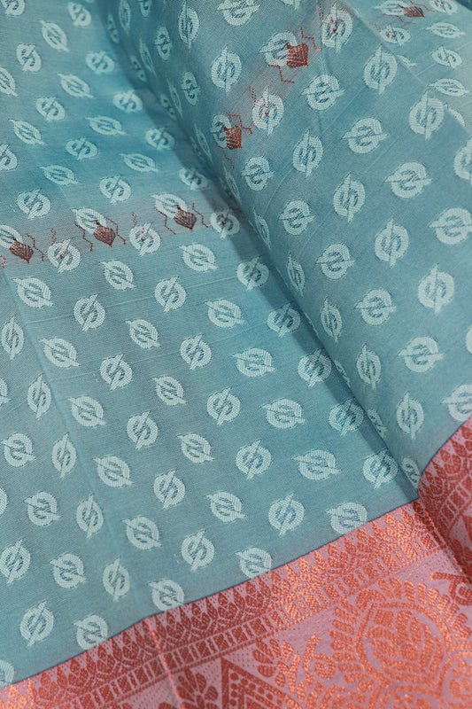 Semi  Silk Light Blue With Voilet
