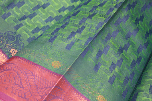 Semi  Silk Dark Green With Voilet  Border