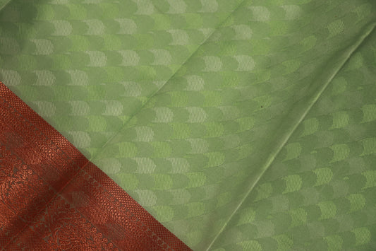 Semi  Silk Pista Green With  Pink