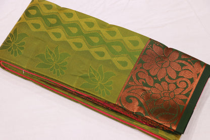 Semi  Silk Green With Pink