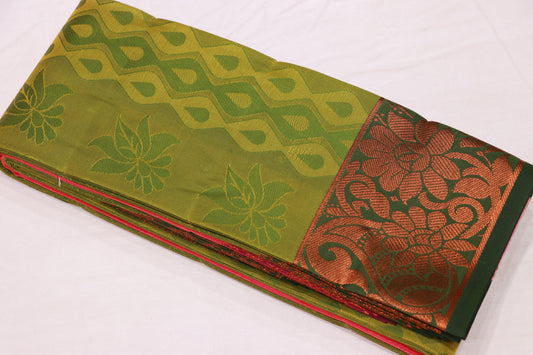 Semi  Silk Green With Pink