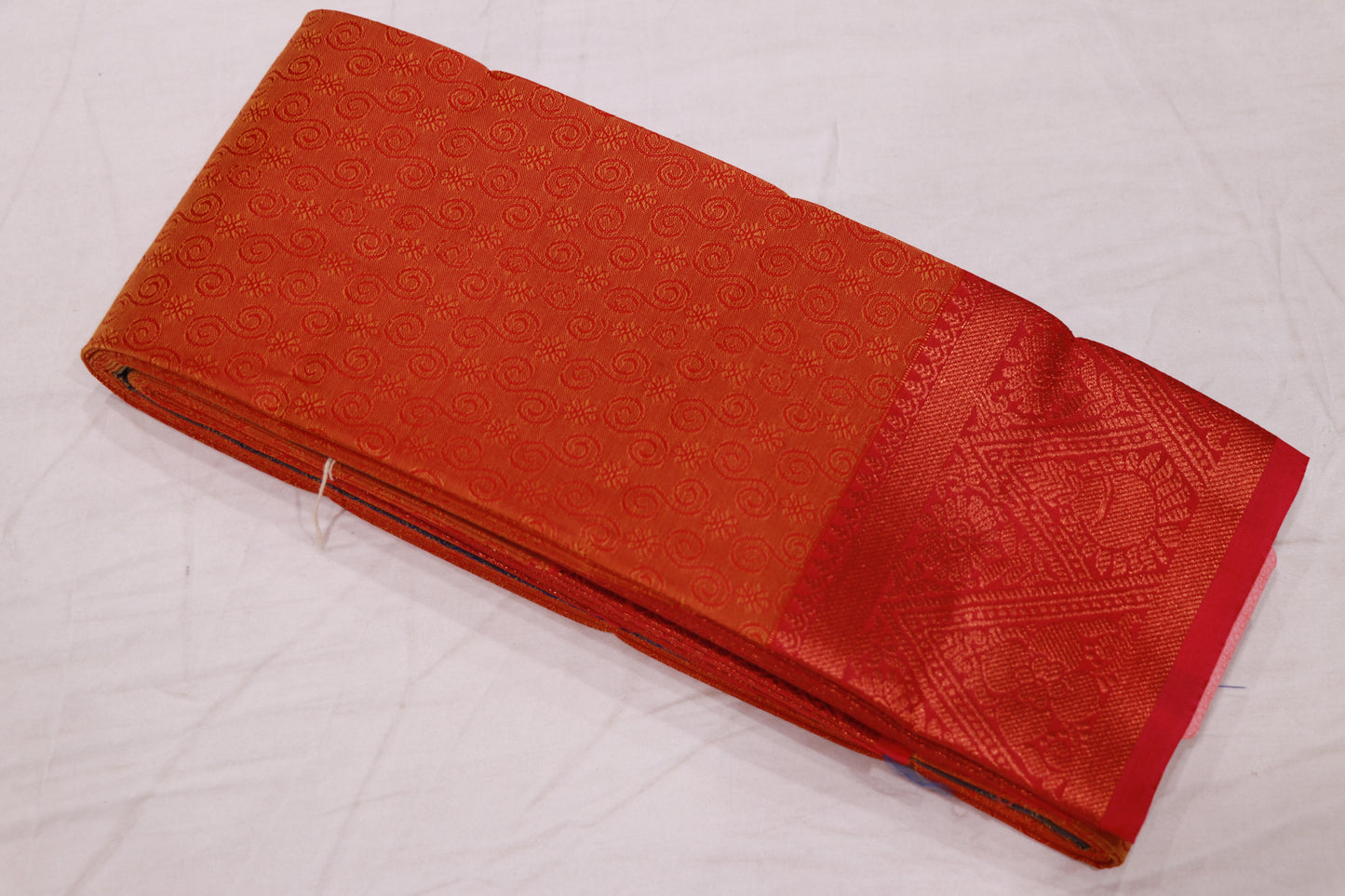 Semi Silk  Saree Orange With Blue