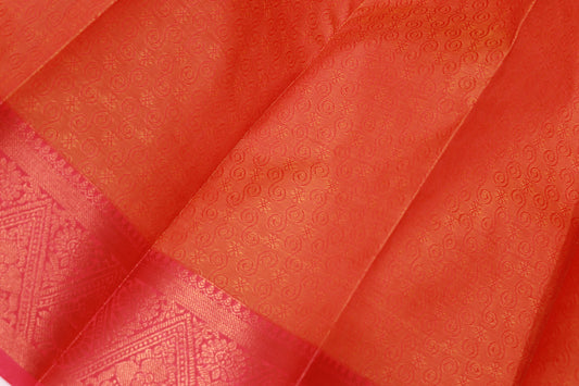 Semi Silk  Saree Orange With Blue