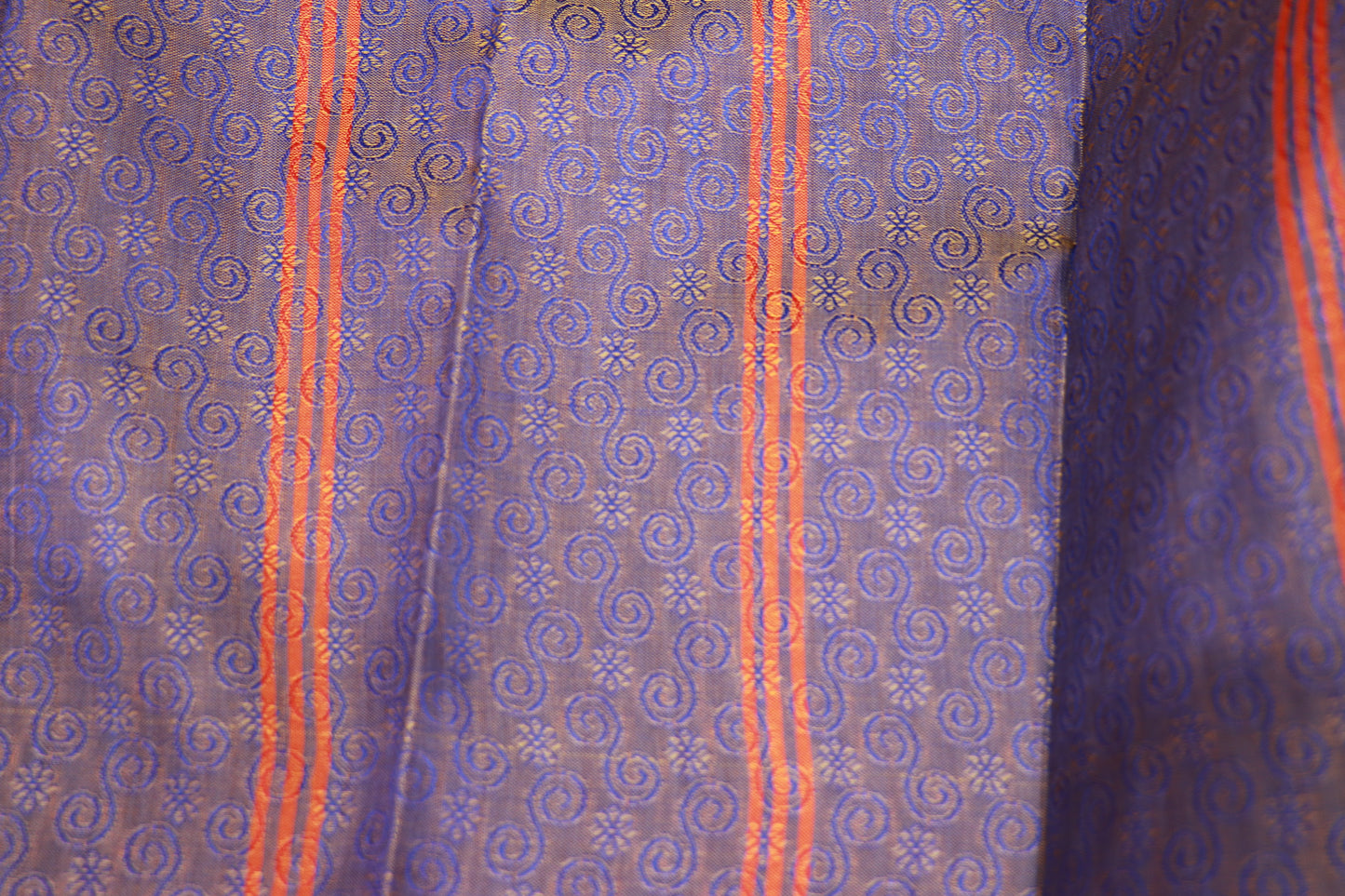 Semi Silk  Saree Orange With Blue