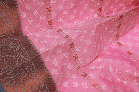 Semi Silk Saree Baby Pink With Violet