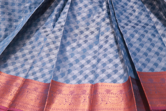 Semi silk saree Grey With Pink