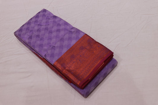 Semi Silk Saree  Lavender With Pink