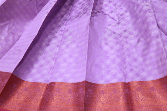 Semi Silk Saree  Lavender With Pink