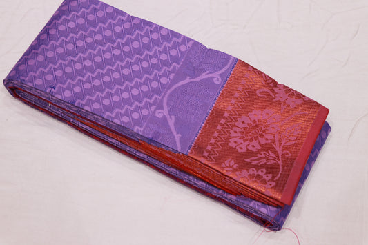 Semi Silk Saree Lavender With  Pink