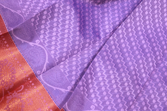 Semi Silk Saree Lavender With  Pink