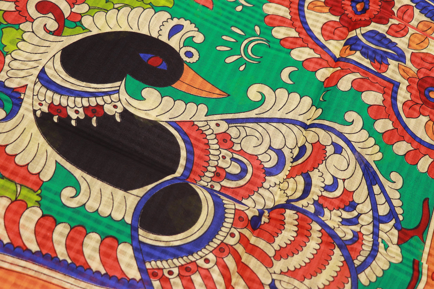 Pure  Cotton Black With  Green Saree