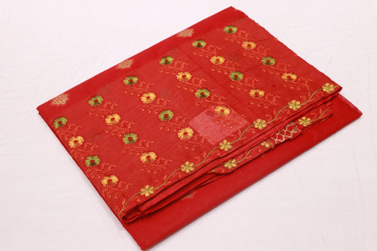 Pure Cotton Red Saree - Vaishali Silks