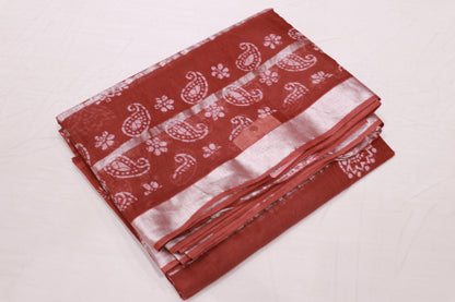 pure Cotton  Brown Saree