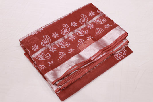 pure Cotton  Brown Saree