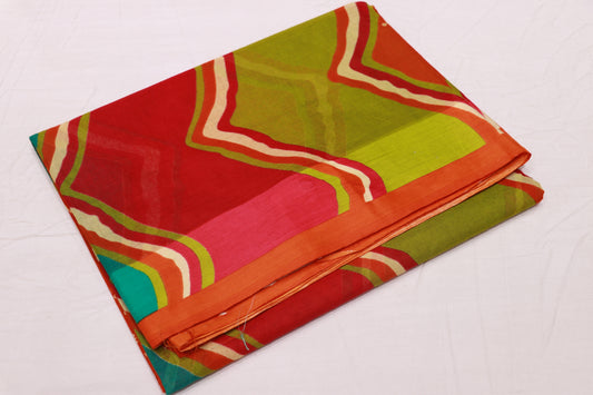 Pure  Cotton Pink With Green Saree - Vaishali Silks