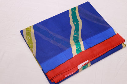 Pure Cotton  Blue  With  Red - Vaishali Silks