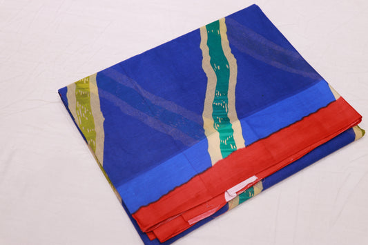 Pure Cotton  Blue  With  Red - Vaishali Silks