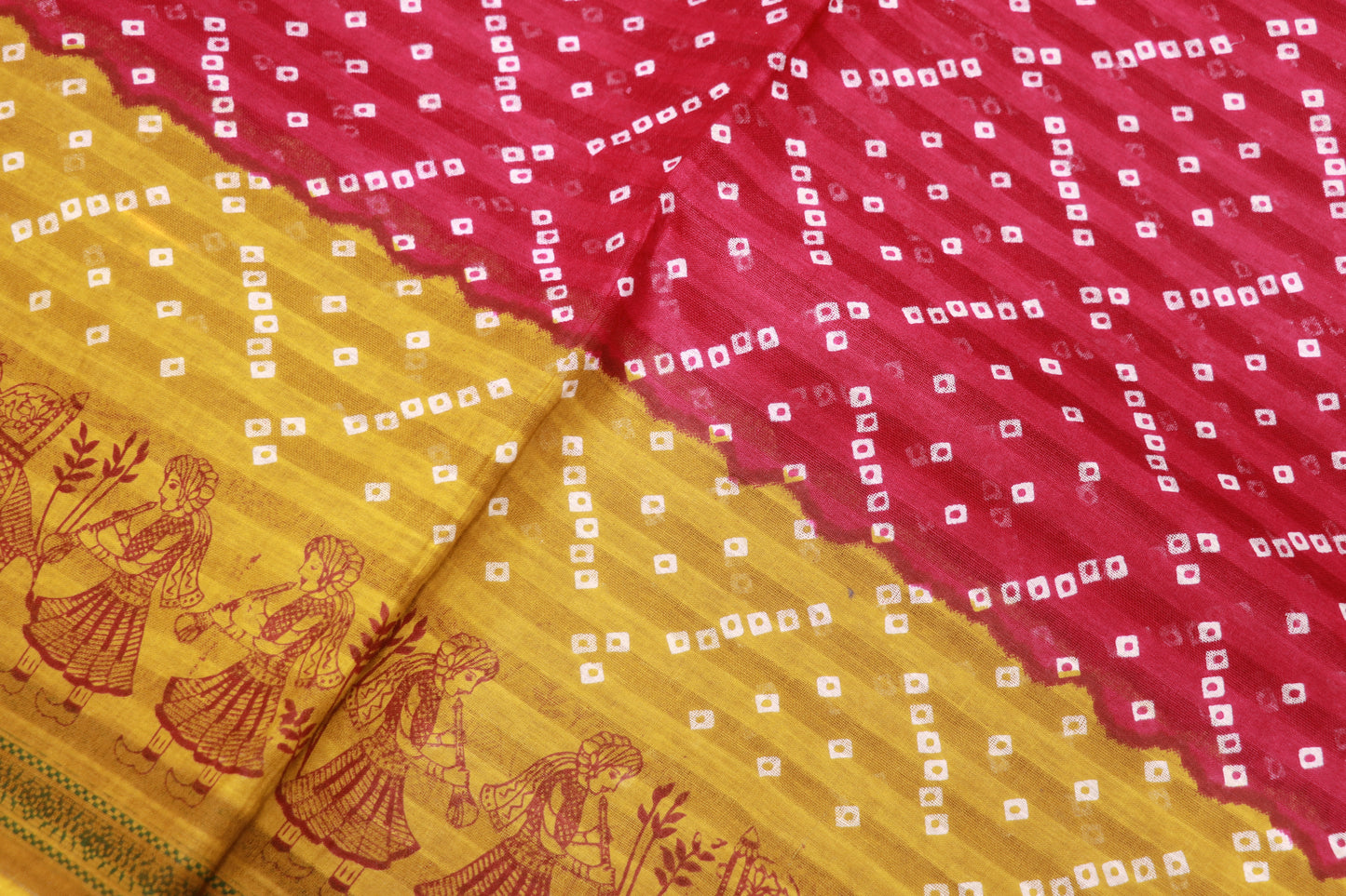 Pure Cotton Pink WIth Mustard  Saree