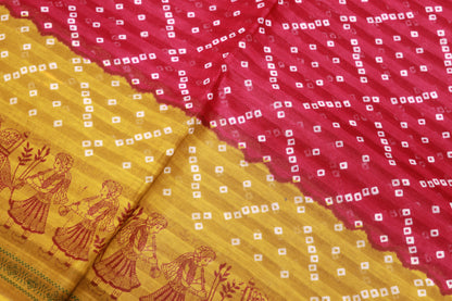 Pure Cotton Pink WIth Mustard  Saree