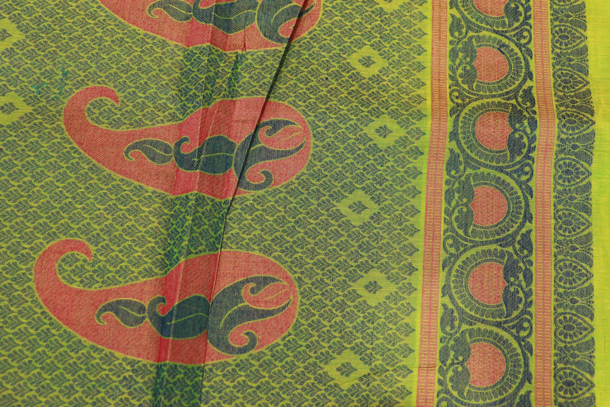 Pure  Cotton Green Saree - Vaishali Silks