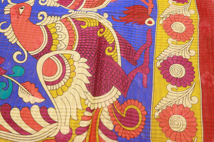 Pure Cotton  Blue With  Red Saree