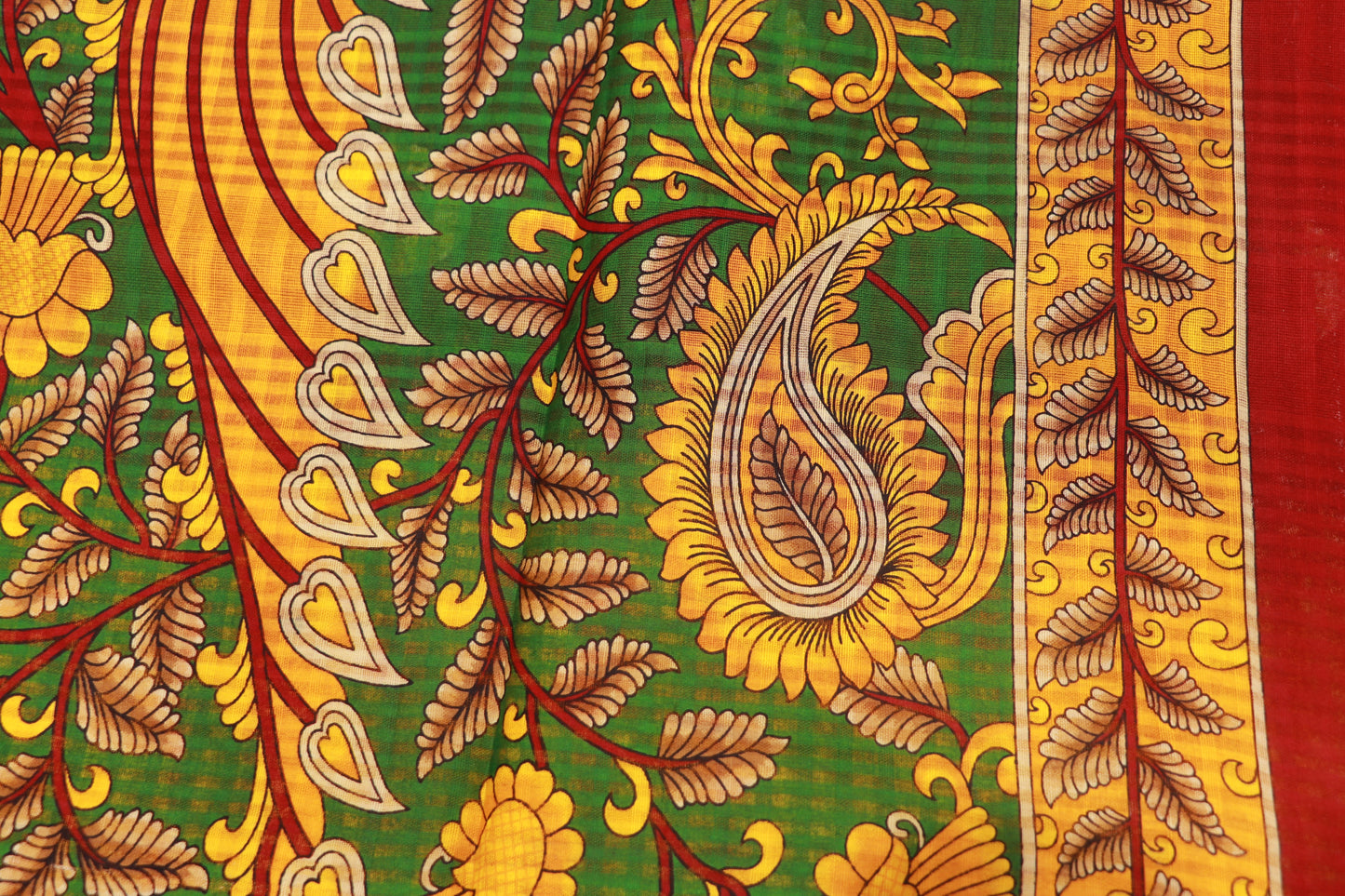 Pure Cotton Yello With Red Saree